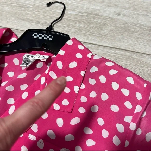 Vintage Lindsey Blake Pink & White Polka Dot 2 Piece Skirt & Blouse Set - Picture 6 of 7